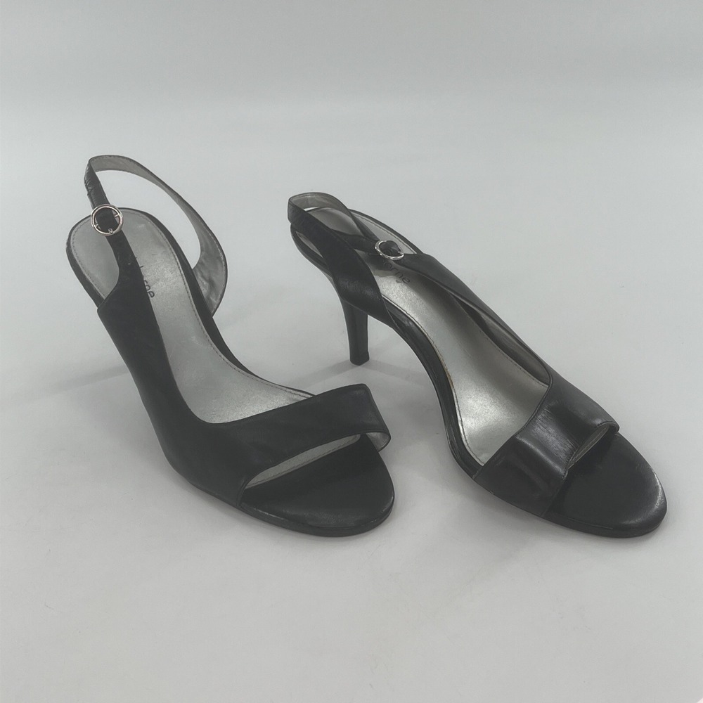 Liz Claiborne D'Orsay Slingback Pump Womens 8 M Black Open Toe Heel Legacy - Picture 1 of 16